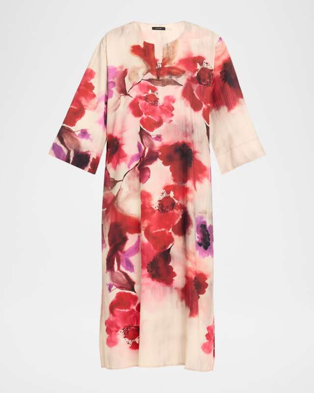 Mizuki Floral-Print Charmeuse Caftan
